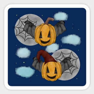 Funny pumpkin bat Sticker